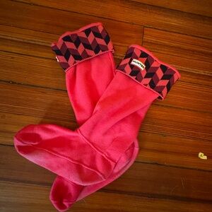 Hunter Fuchsia Boot Socks with Patterned Cuff